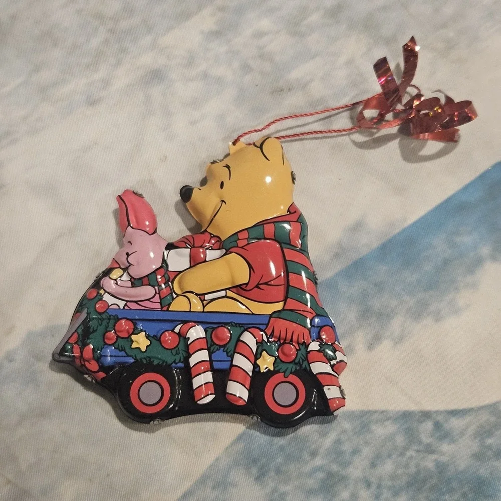 Vintage Disney Winnie the Pooh Piglet Metal Christmas Tree Ornament Holiday Car